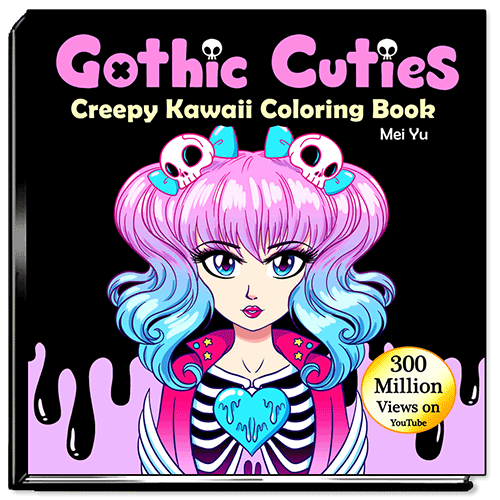 Cover of Gothic Cuties: Creepy Kawaii Coloring Book.