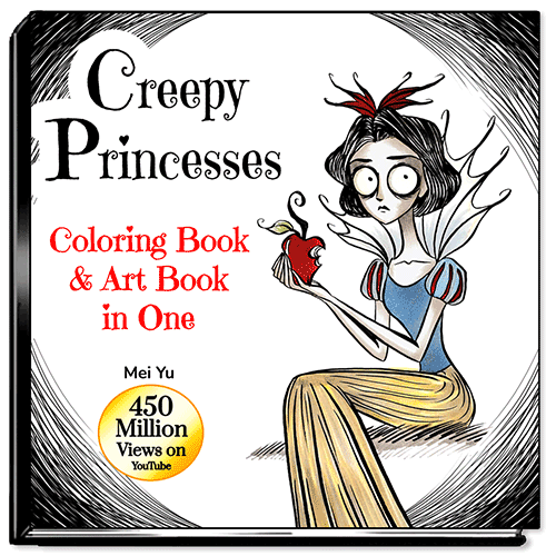Cover of Creepy Princesses: Coloring Book & Art Book in One by Mei Yu.