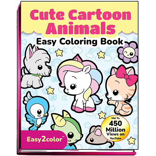 Cover of Easy2Color: Cute Cartoon Animals Easy Coloring Book.