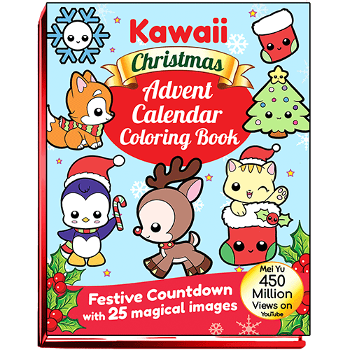 Cover of Kawaii Christmas Advent Calendar Coloring Book.