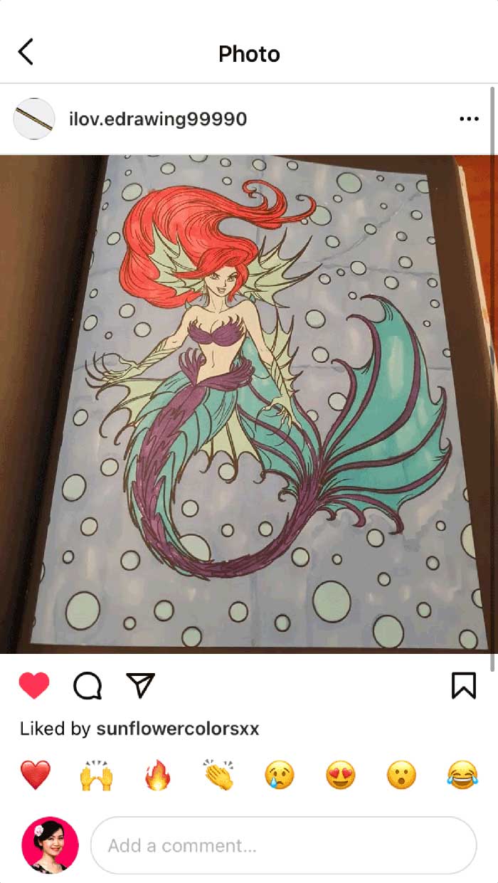 Fan coloring from Mei Yu's coloring books, featuring a pop culture princess reimagined as a horror monster.