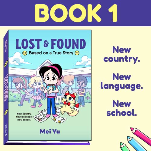 Promo image for Lost & Found graphic novel memoir by Mei Yu