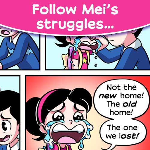 Panel image from Lost & Found graphic novel memoir by Mei Yu.