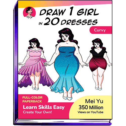 Cover of Draw 1 Girl in 20 Dresses - Curvy.