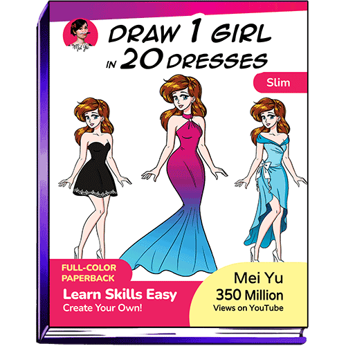 Cover of Draw 1 Girl in 20 Dresses - Slim.