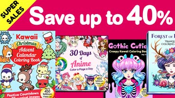 Promotional image for Mei Yu's Super Sales of her coloring books on Amazon.