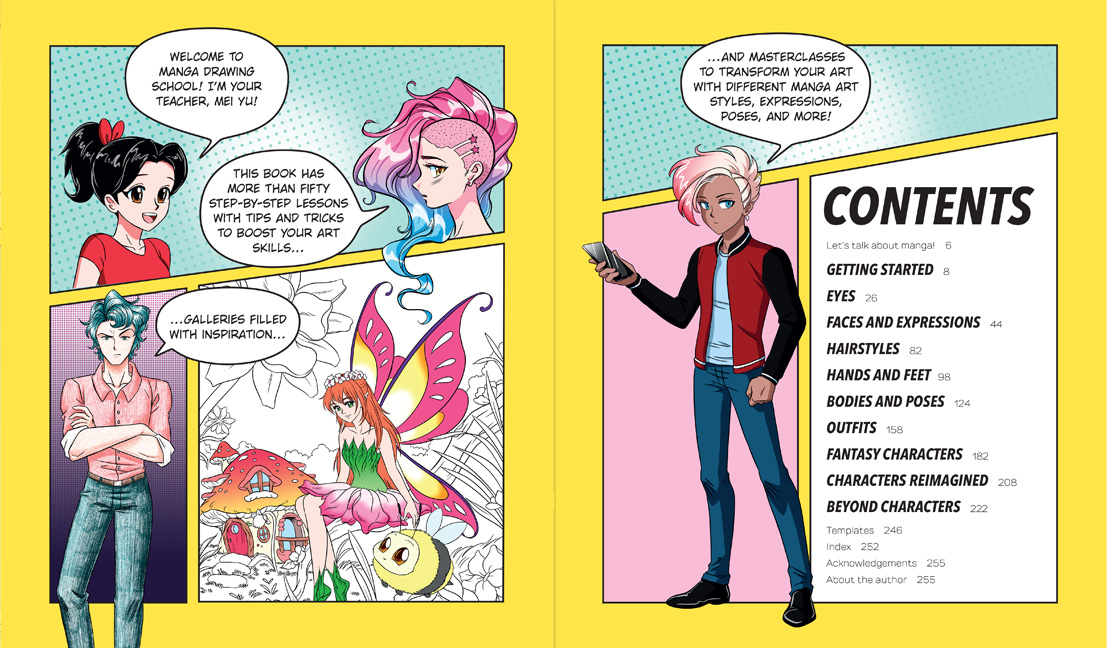 Manga Drawing School preview pages: table of contents.