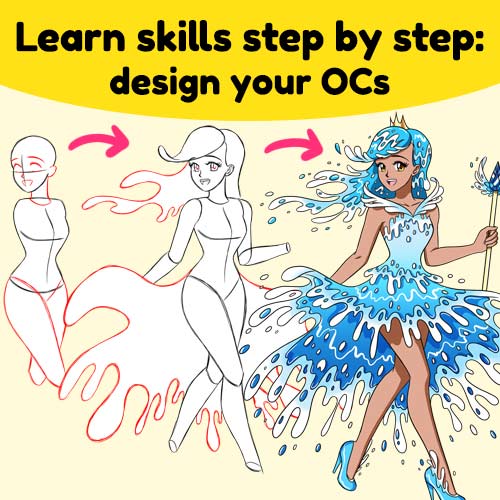 Learn skills step by step to design your own original characters.