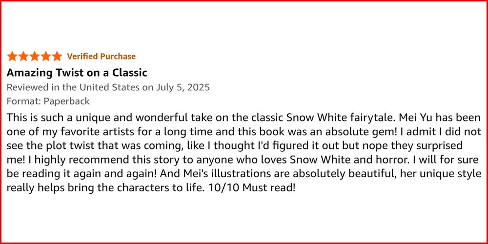 Review for the Scary Fairy Tales illustrated novel Snow White and the 7 Sins by Mei Yu and Shawn Yu, sibling creators.