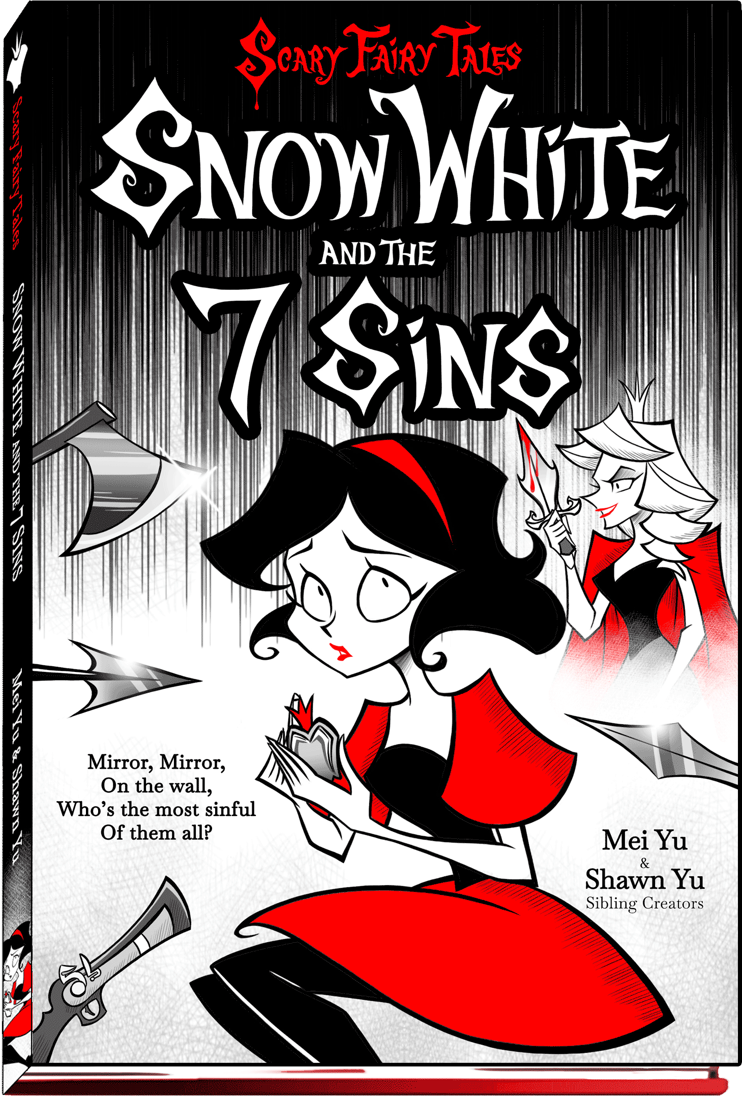 Cover of Scary Fairy Tales #1: Snow White and the 7 Sins by Mei Yu and Shawn Yu, Sibling Creators.